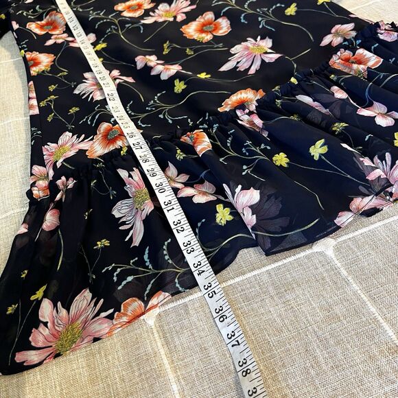 Eliza J Navy Pink Floral Dress Oversized Ruffle Flare Sleeves Women’s 4 - Picture 13 of 13